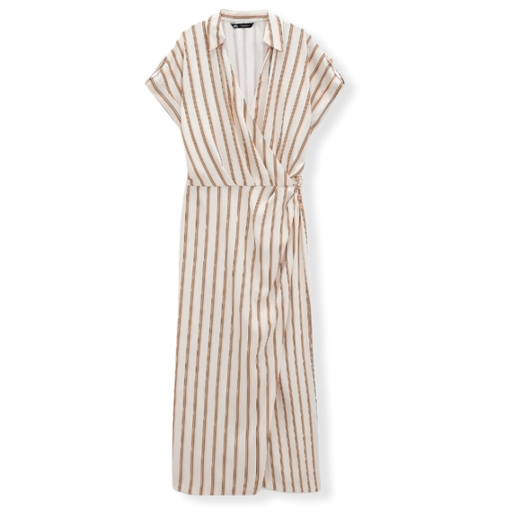 Zara striped draped midi dress - Picture 2 of 9